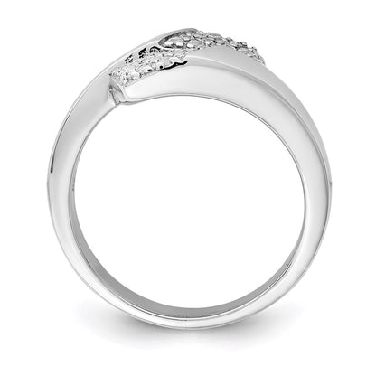 Sterling Silver Rhodium Plated Polished With Cz Ring