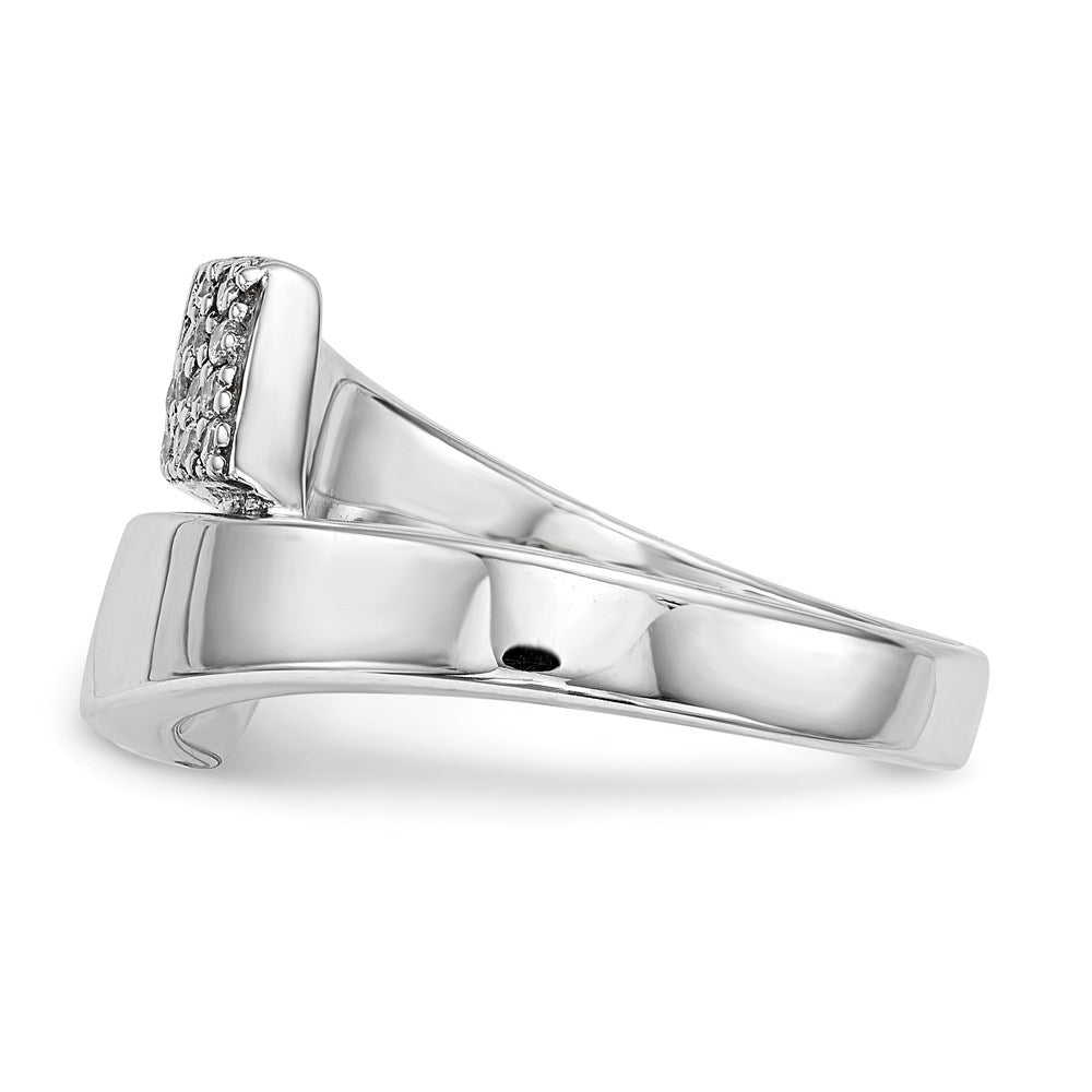 Sterling Silver Rhodium Plated Polished With Cz Ring