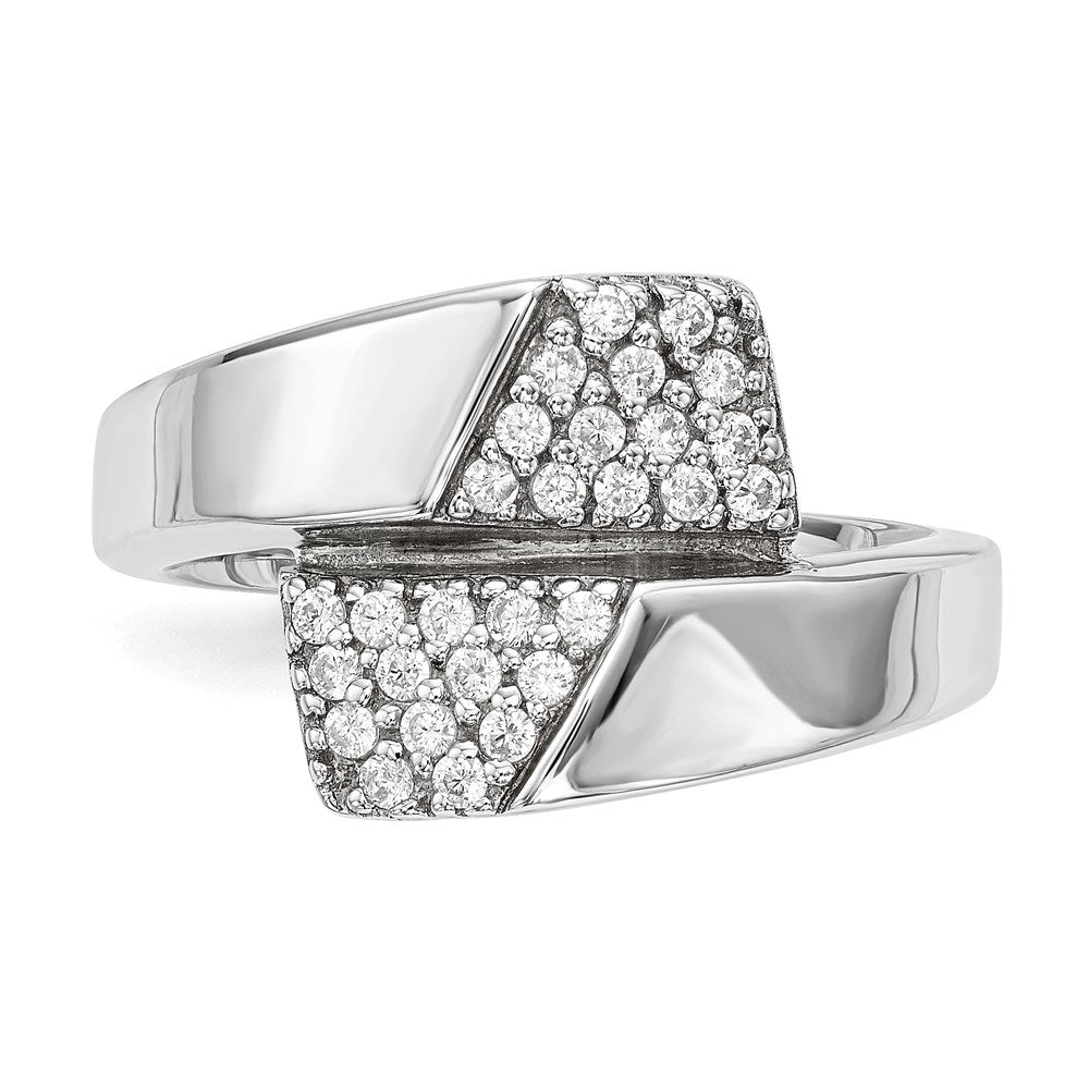 Sterling Silver Rhodium Plated Polished With Cz Ring