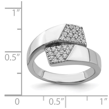 Sterling Silver Rhodium Plated Polished With Cz Ring