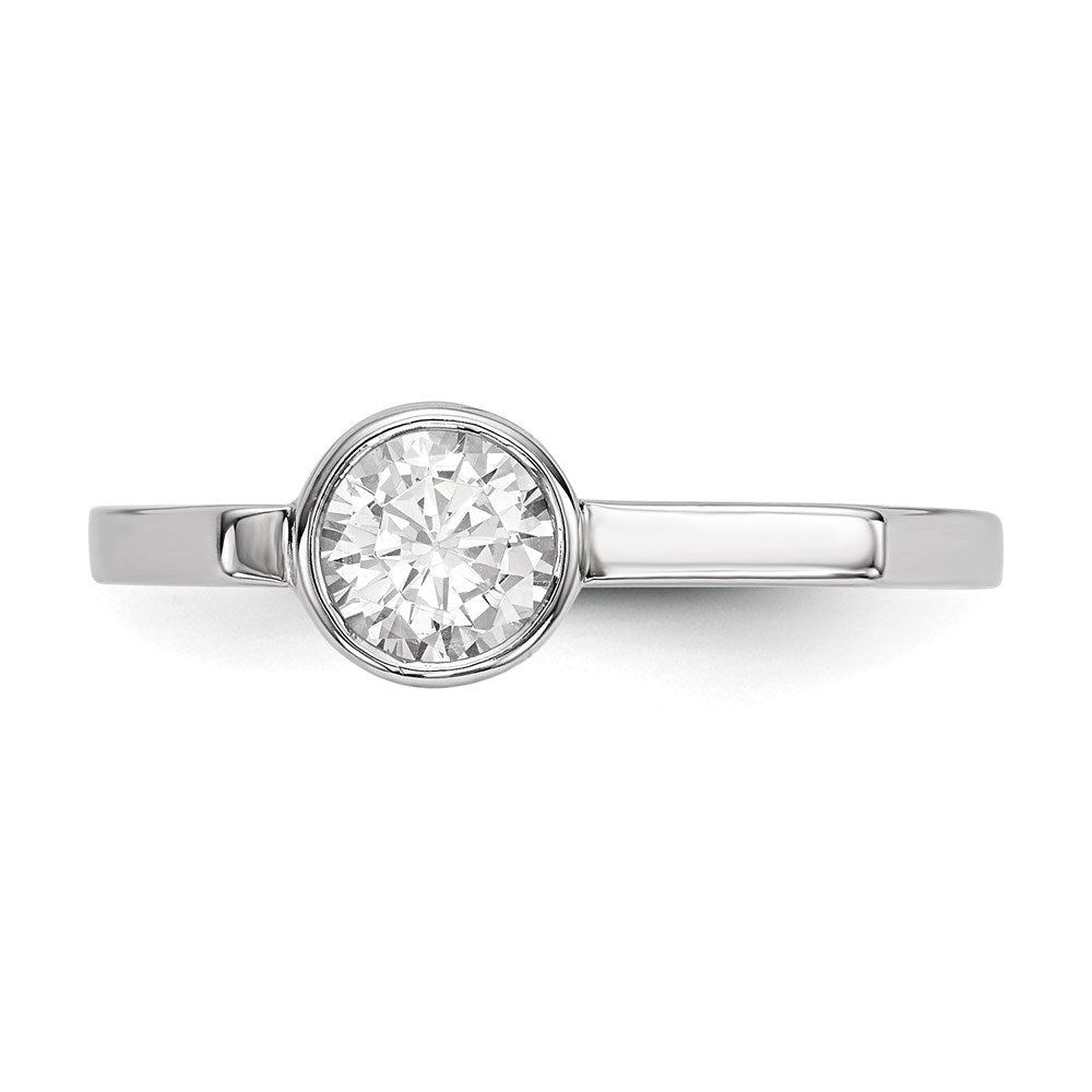Sterling Silver Rhodium Plated Round Cz Ring