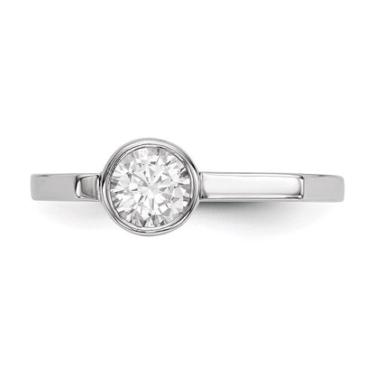 Sterling Silver Rhodium Plated Round Cz Ring