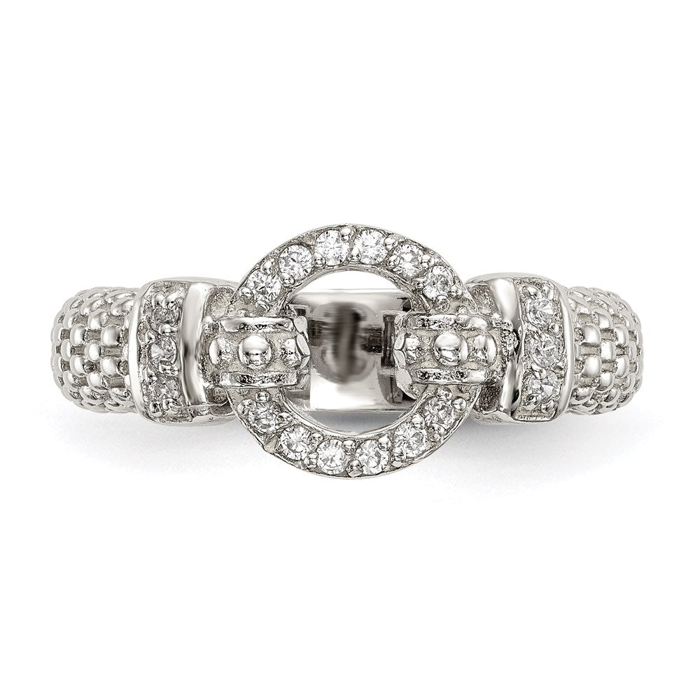 Sterling Silver Cz Textured Ring