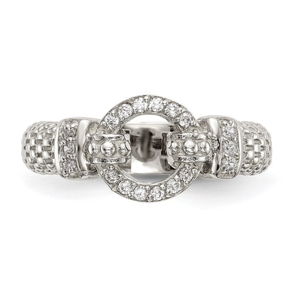 Sterling Silver Cz Textured Ring