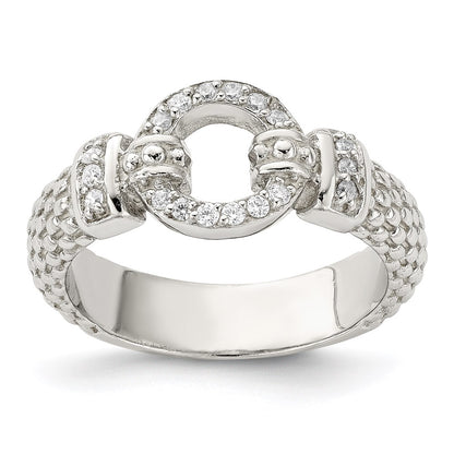 Sterling Silver Cz Textured Ring