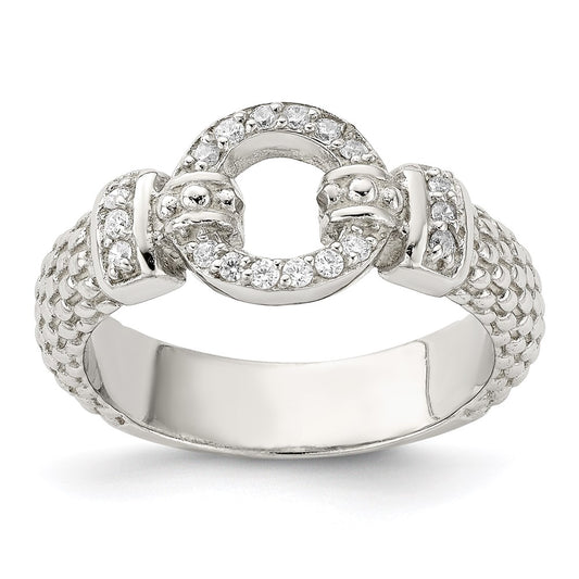 Sterling Silver Cz Textured Ring