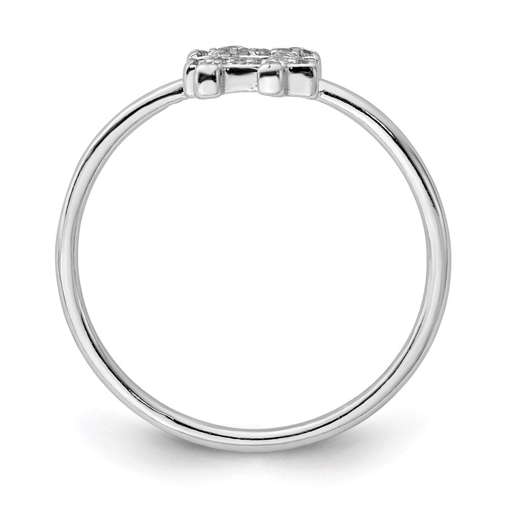 Sterling Silver Rhodium Plated Cz Hashtag Ring