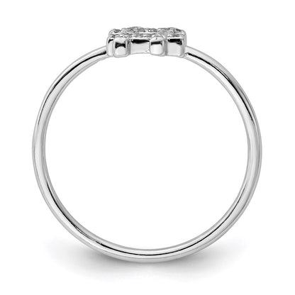 Sterling Silver Rhodium Plated Cz Hashtag Ring