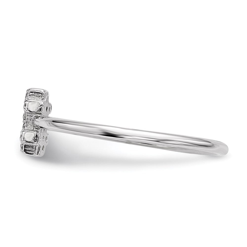 Sterling Silver Rhodium Plated Cz Hashtag Ring