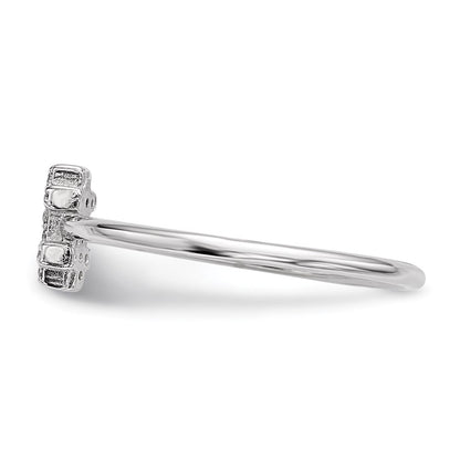 Sterling Silver Rhodium Plated Cz Hashtag Ring