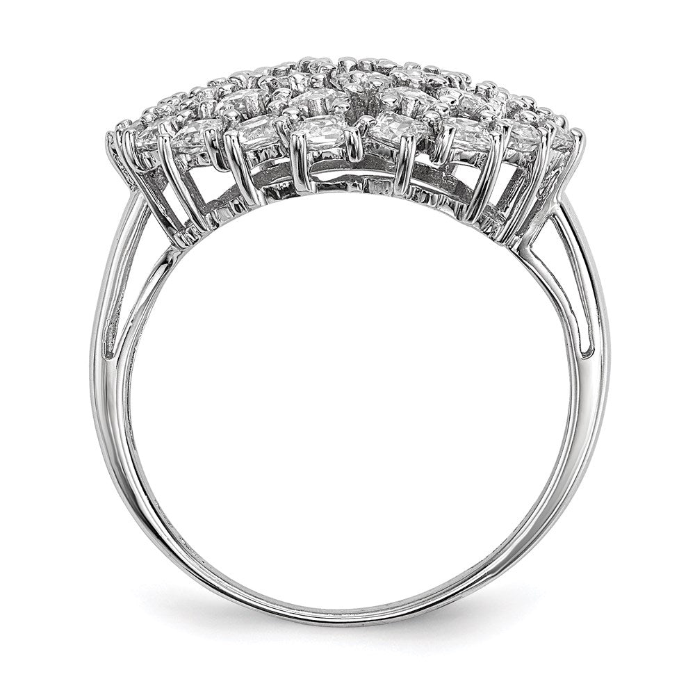 Sterling Silver Rhodium Plated Cz Ring
