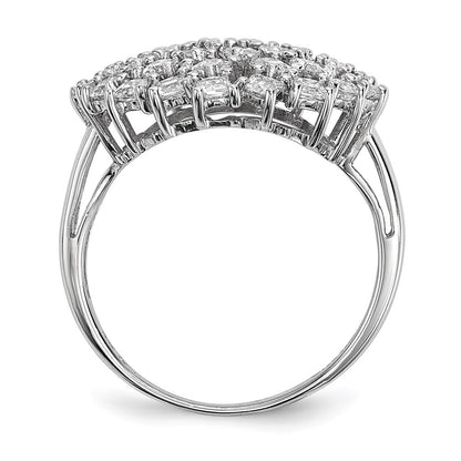 Sterling Silver Rhodium Plated Cz Ring