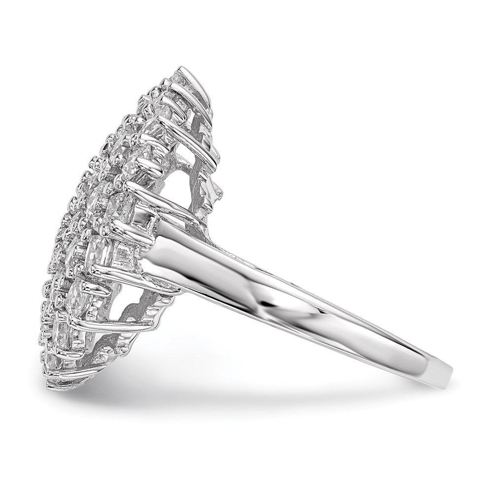 Sterling Silver Rhodium Plated Cz Ring