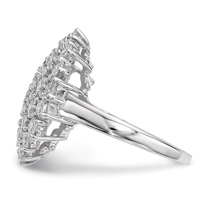 Sterling Silver Rhodium Plated Cz Ring