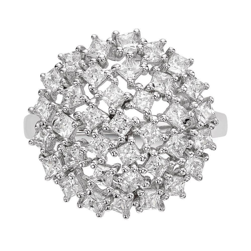 Sterling Silver Rhodium Plated Cz Ring