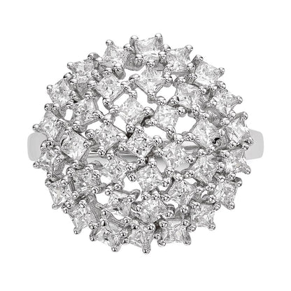 Sterling Silver Rhodium Plated Cz Ring
