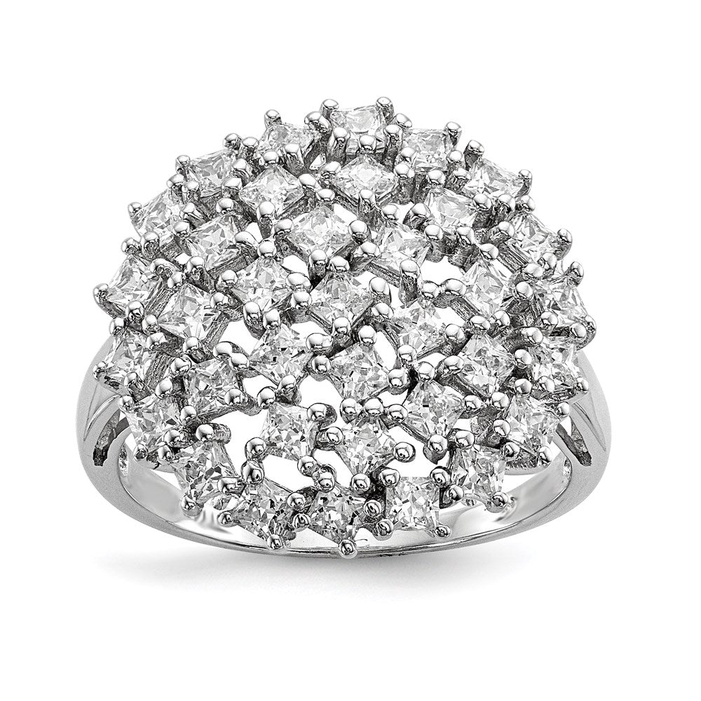 Sterling Silver Rhodium Plated Cz Ring