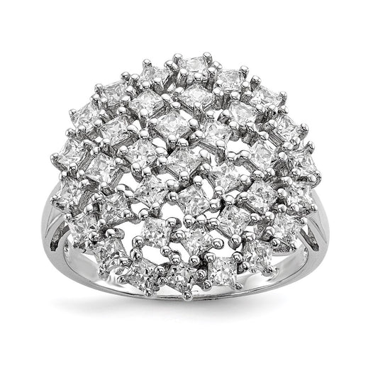 Sterling Silver Rhodium Plated Cz Ring