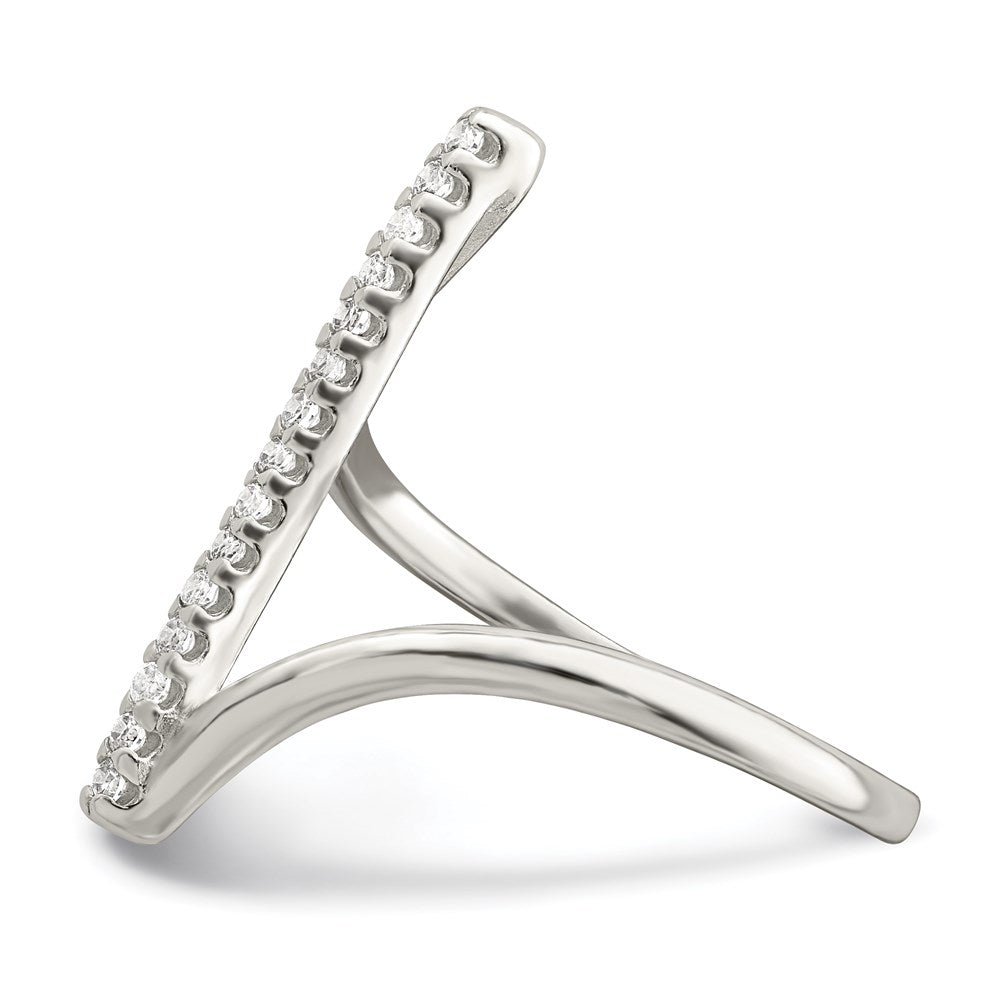 Sterling Silver Cz Bar Ring