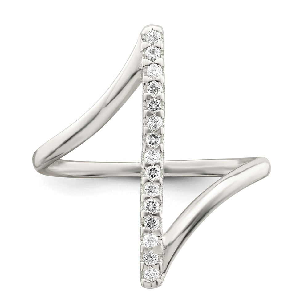 Sterling Silver Cz Bar Ring