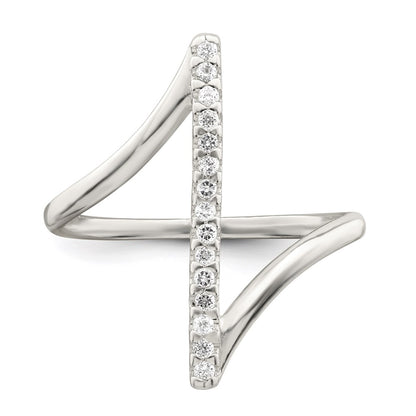 Sterling Silver Cz Bar Ring