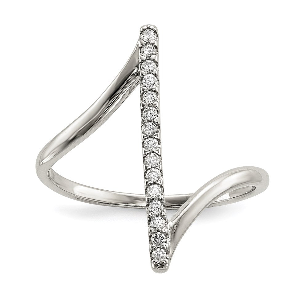 Sterling Silver Cz Bar Ring