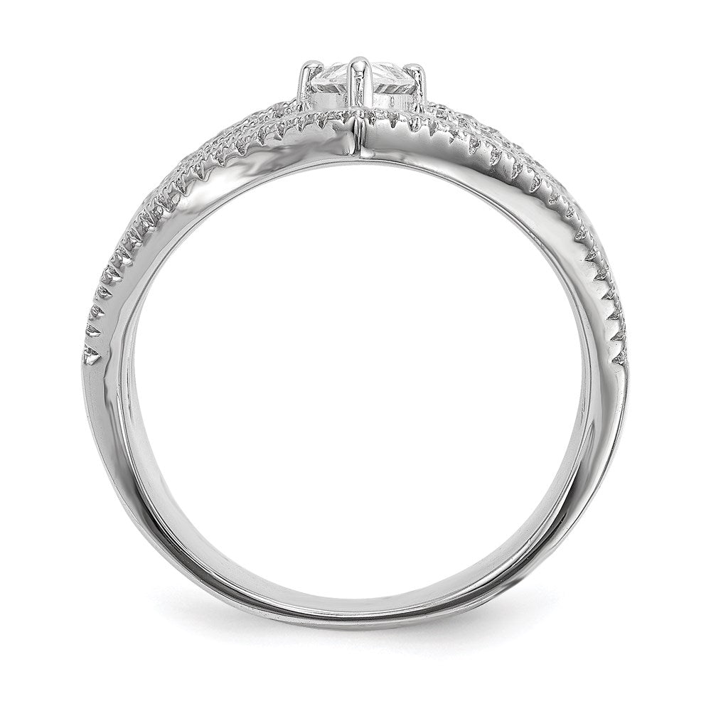 Sterling Silver Pure Fire Rhod Plated Cz Ring