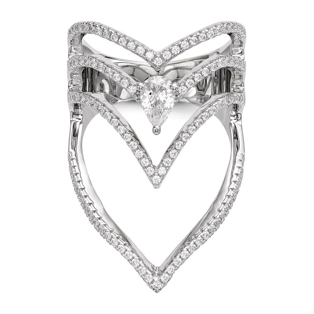 Sterling Silver Pure Fire Rhod Plated Cz Ring