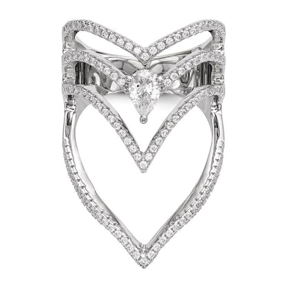 Sterling Silver Pure Fire Rhod Plated Cz Ring