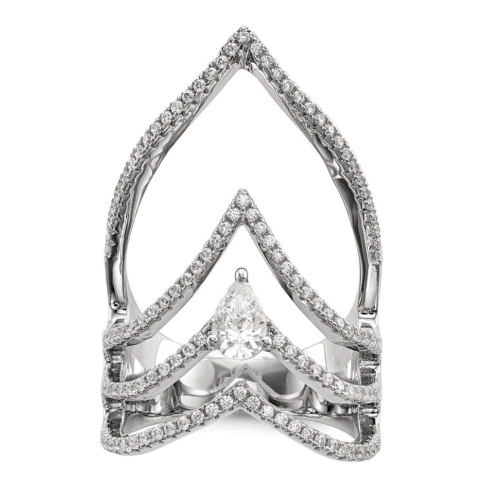 Sterling Silver Pure Fire Rhod Plated Cz Ring