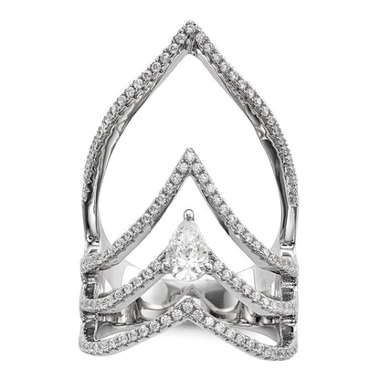 Sterling Silver Pure Fire Rhod Plated Cz Ring