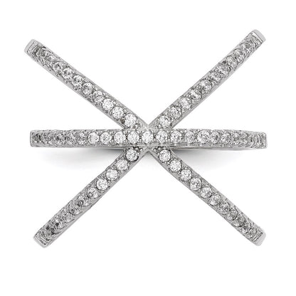 Sterling Silver Rhodium Plated Cz Ring (Size 6 Only)