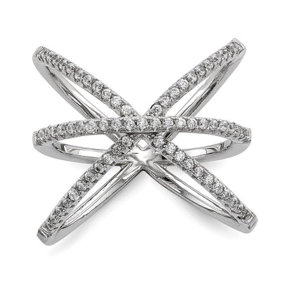 Sterling Silver Rhodium Plated Cz Ring (Size 6 Only)