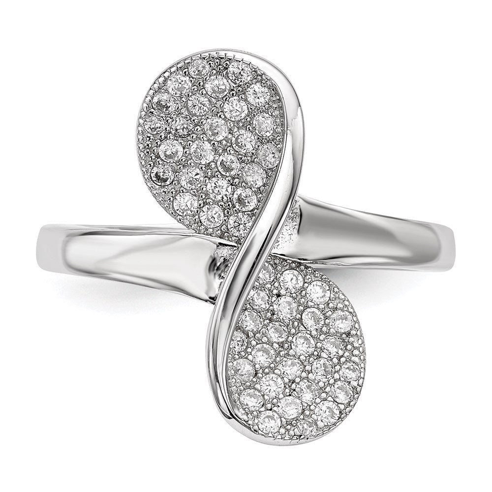 Sterling Silver Rhodium Plated Cz Ring