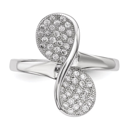 Sterling Silver Rhodium Plated Cz Ring