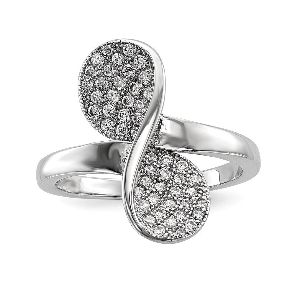 Sterling Silver Rhodium Plated Cz Ring