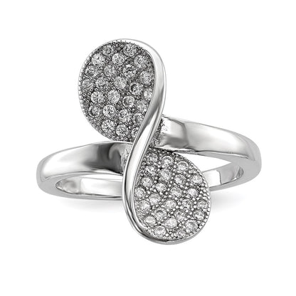 Sterling Silver Rhodium Plated Cz Ring