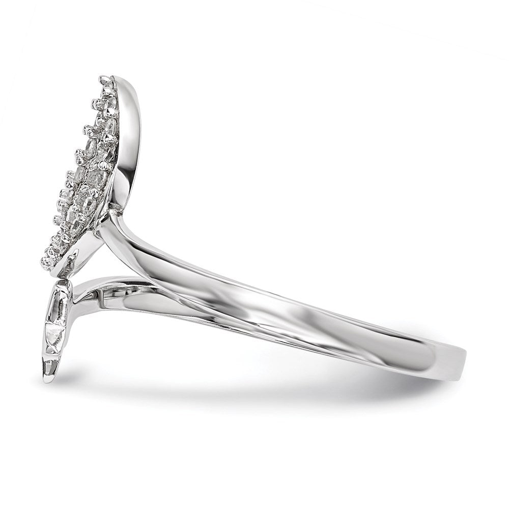 Sterling Silver Rhodium Plated Cz Moon And Star Ring