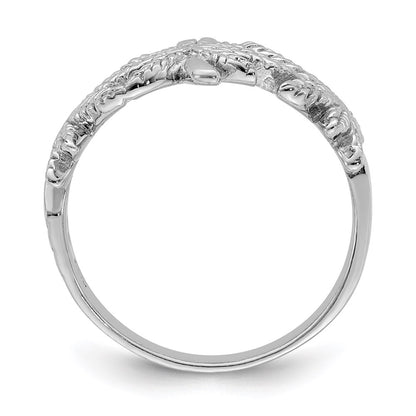 Sterling Silver Rhodium Plated Polished Leaf Ring