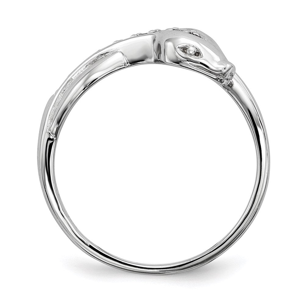 Sterling Silver Rhodium Plated Cz Snake Ring