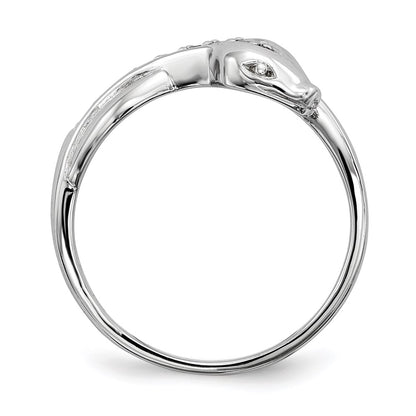 Sterling Silver Rhodium Plated Cz Snake Ring