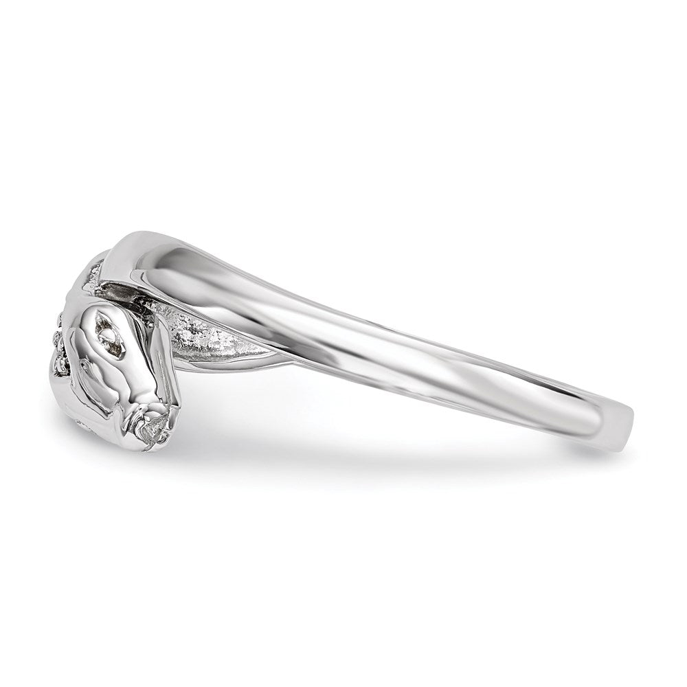 Sterling Silver Rhodium Plated Cz Snake Ring