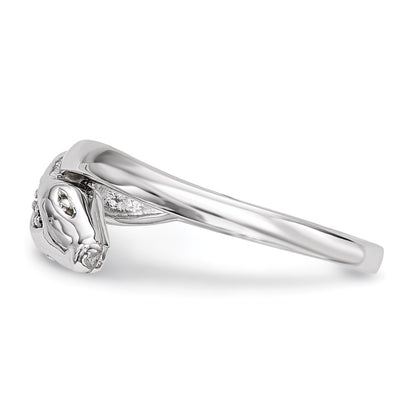 Sterling Silver Rhodium Plated Cz Snake Ring