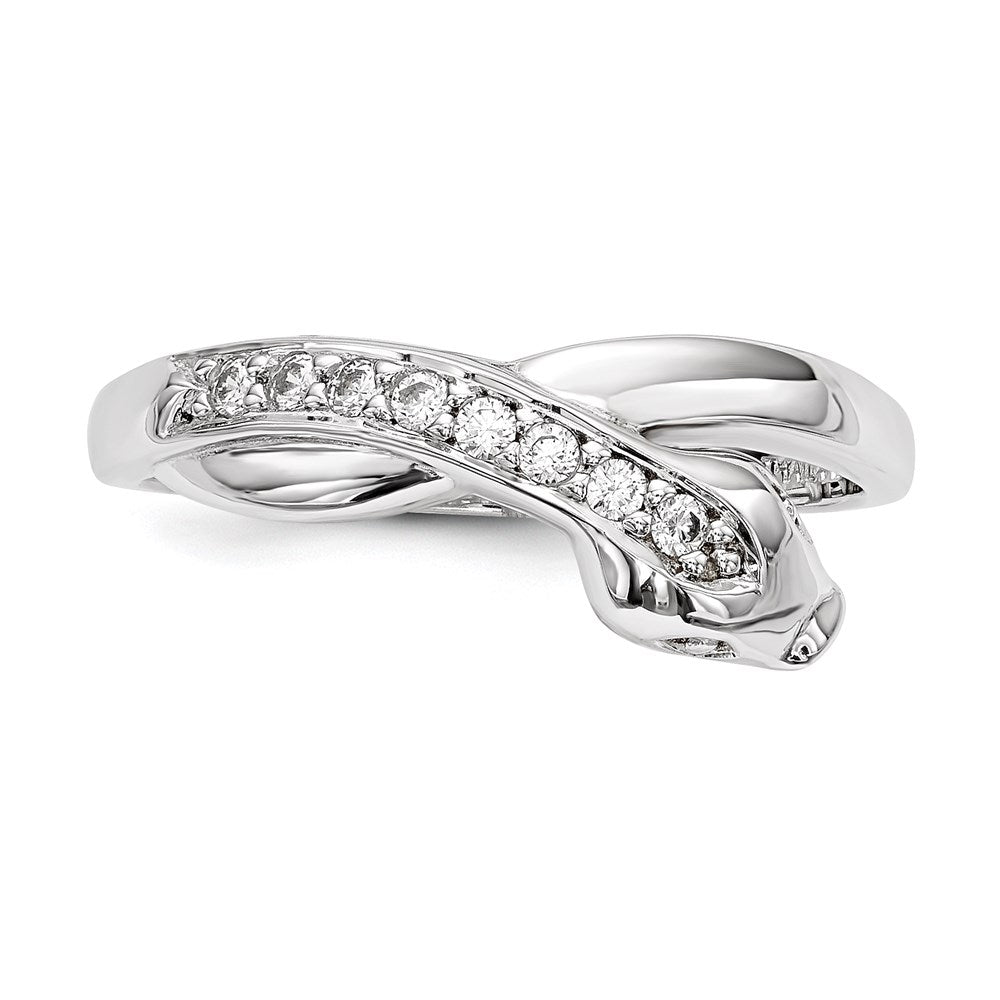 Sterling Silver Rhodium Plated Cz Snake Ring