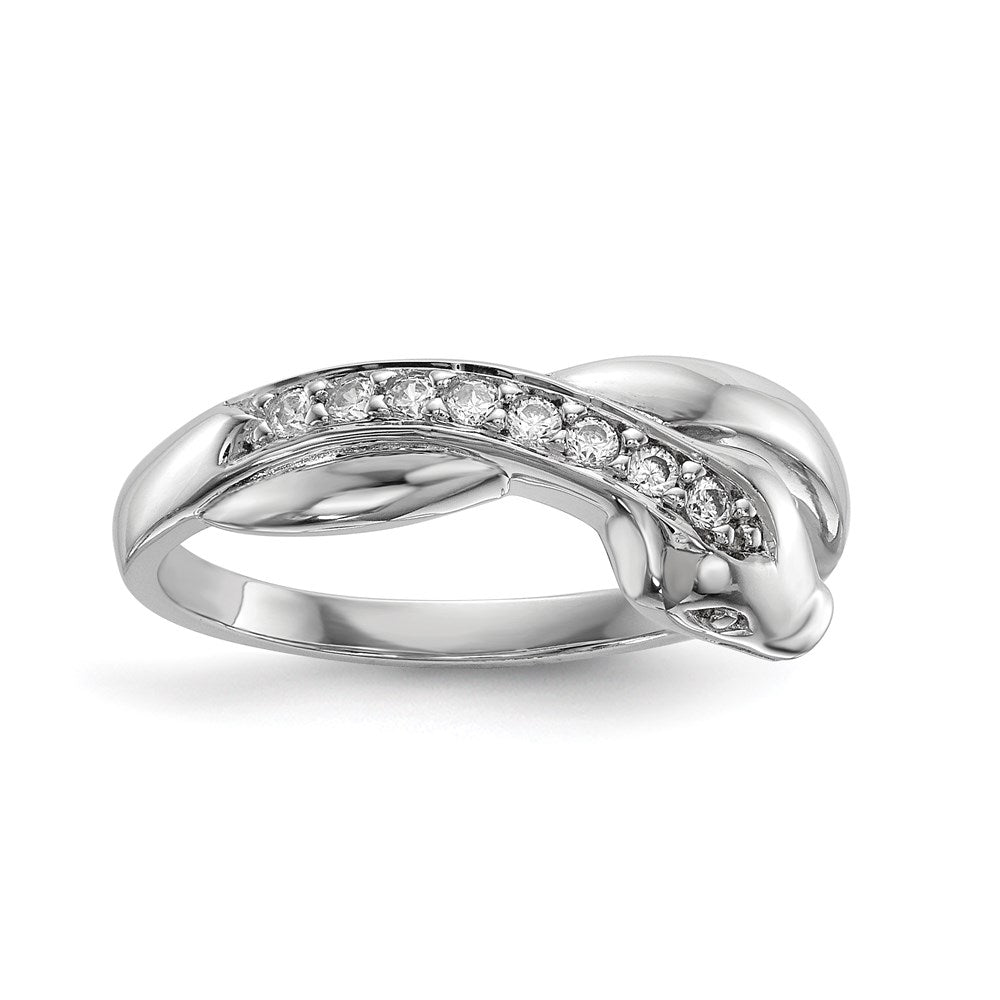 Sterling Silver Rhodium Plated Cz Snake Ring