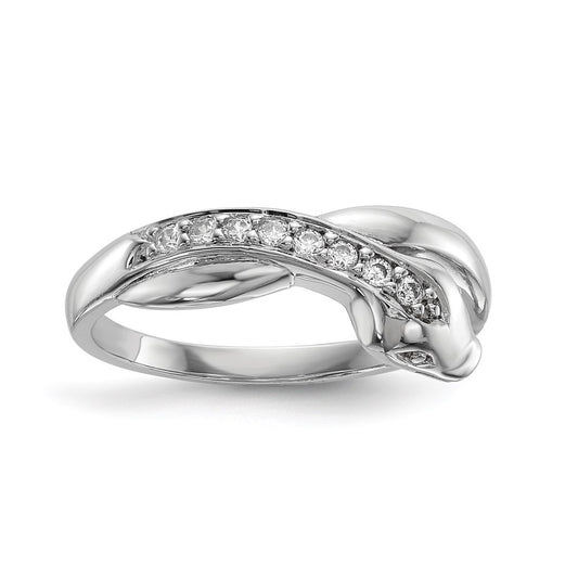 Sterling Silver Rhodium Plated Cz Snake Ring