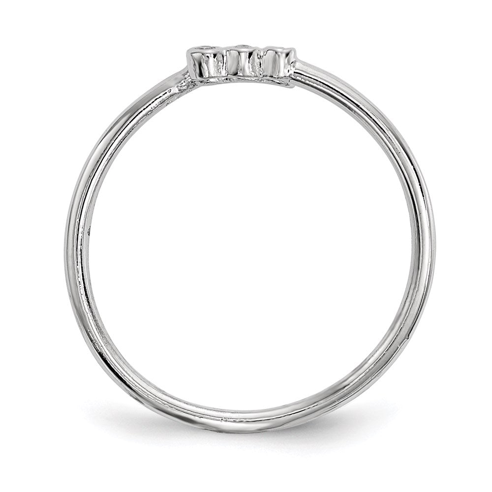 Sterling Silver Rhodium Plated Cz Adjustable Ring