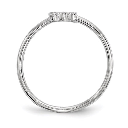 Sterling Silver Rhodium Plated Cz Adjustable Ring
