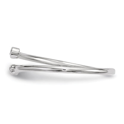 Sterling Silver Rhodium Plated Cz Adjustable Ring