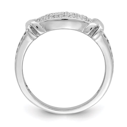 Sterling Silver Rhodium Plated Cz Ring